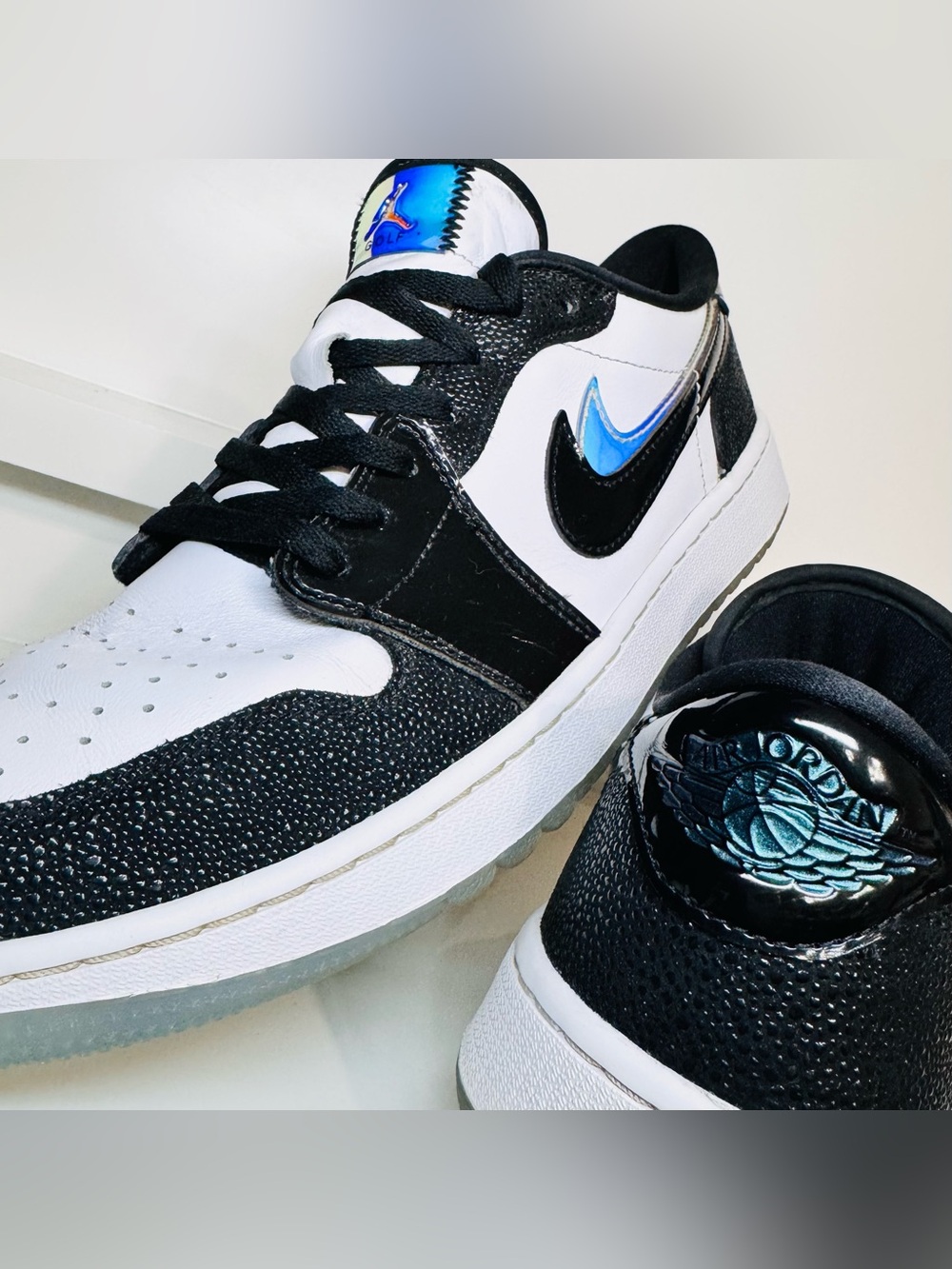 Jordan 1 Low Golf Endless Pursuit M12 Stingray Patent + Iridescent Clear Outsole